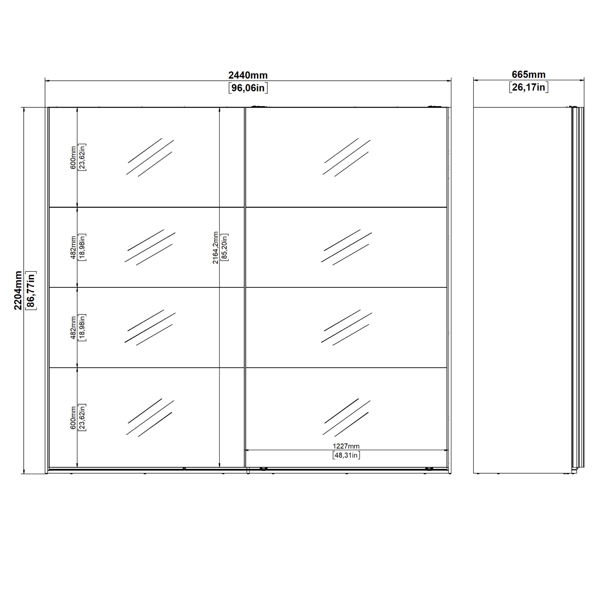 ALVVARD | ארון דלתות הזזה בחיפוי מלמין ומראות