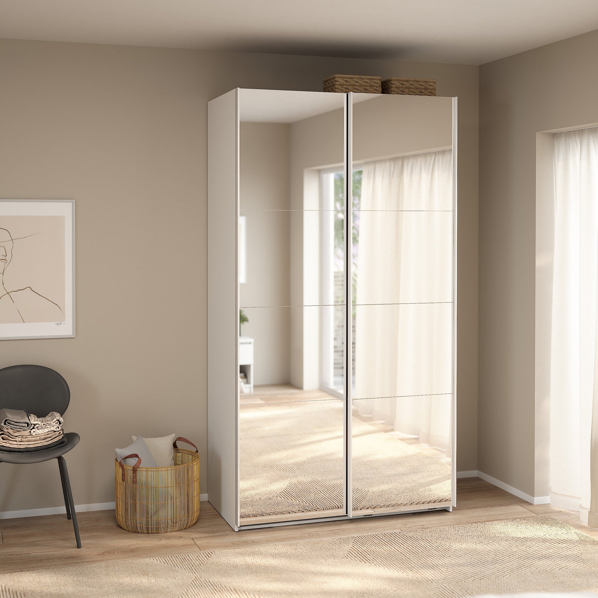 GORMA | ארון דלתות הזזה בחיפוי מלמין ומראות