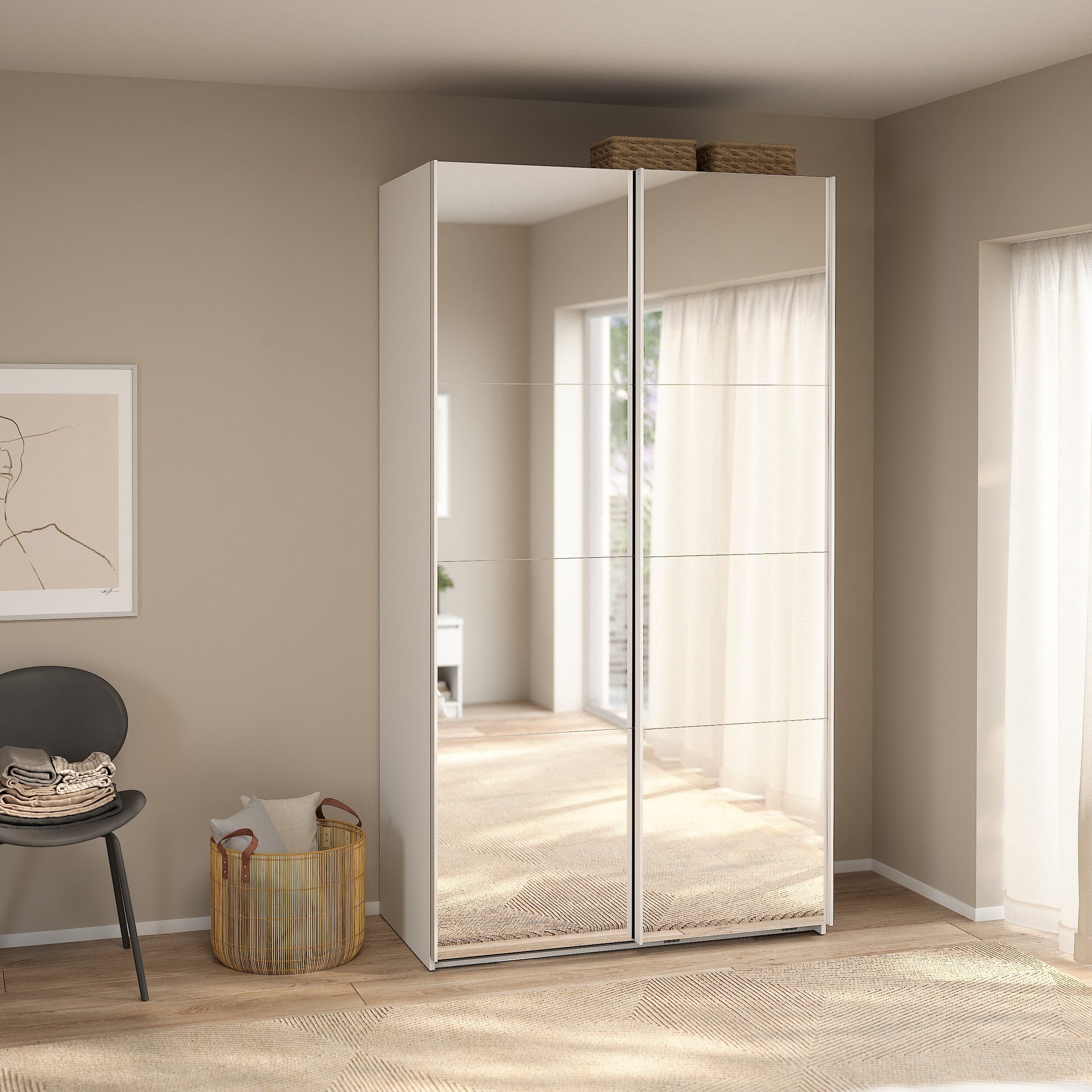 GORMA | ארון דלתות הזזה בחיפוי מלמין ומראות