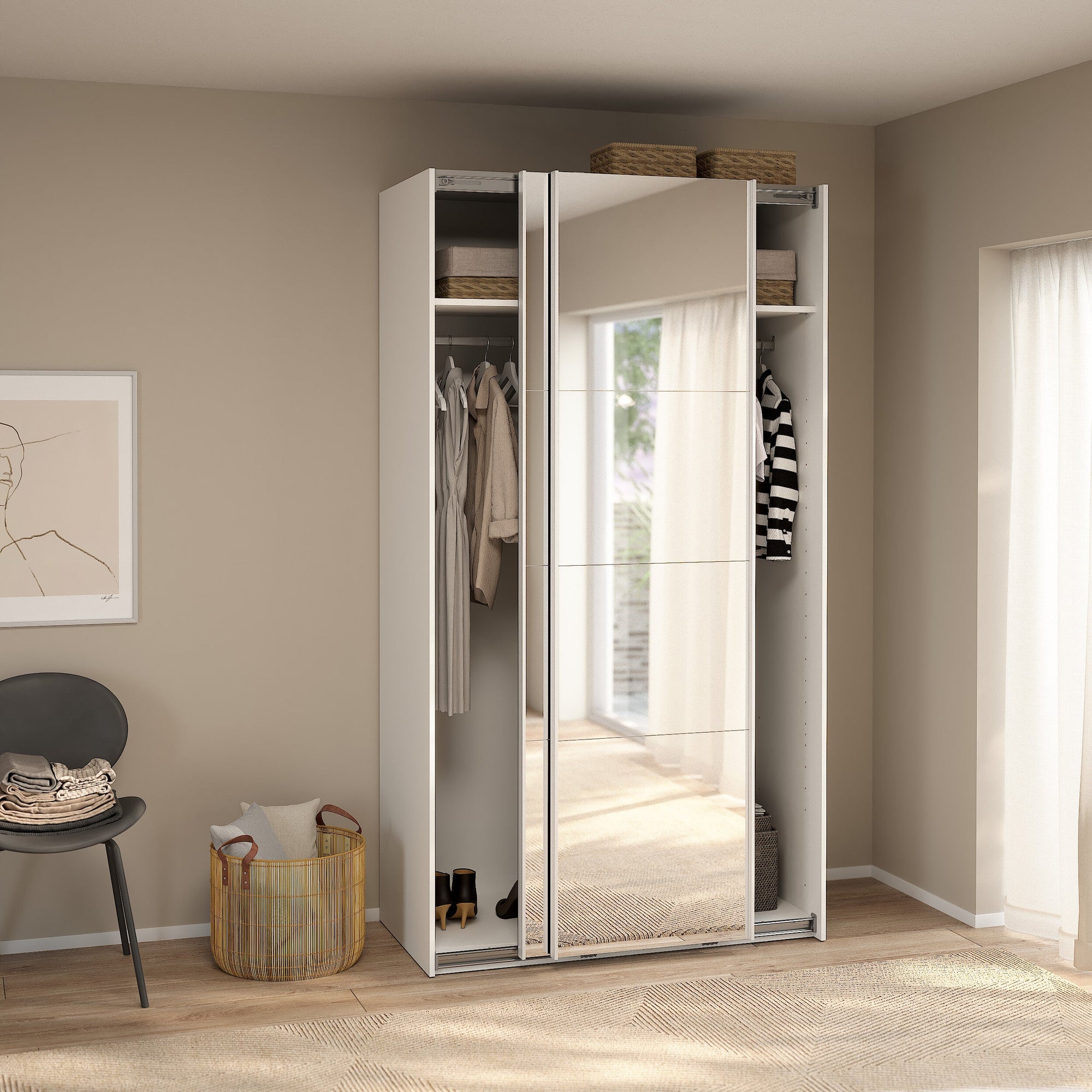 GORMA | ארון דלתות הזזה בחיפוי מלמין ומראות