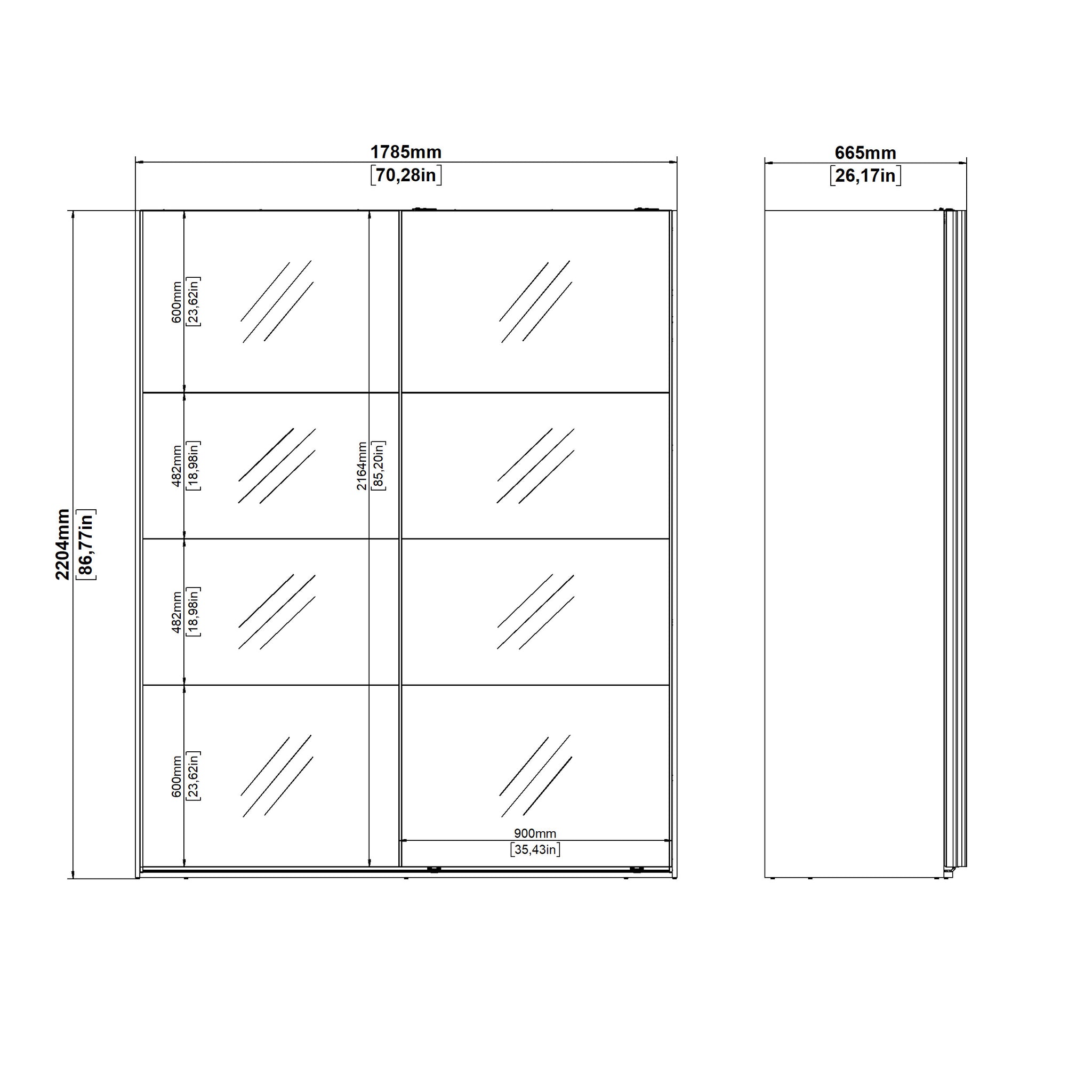 MIKAY | ארון דלתות הזזה בחיפוי מלמין ומראות