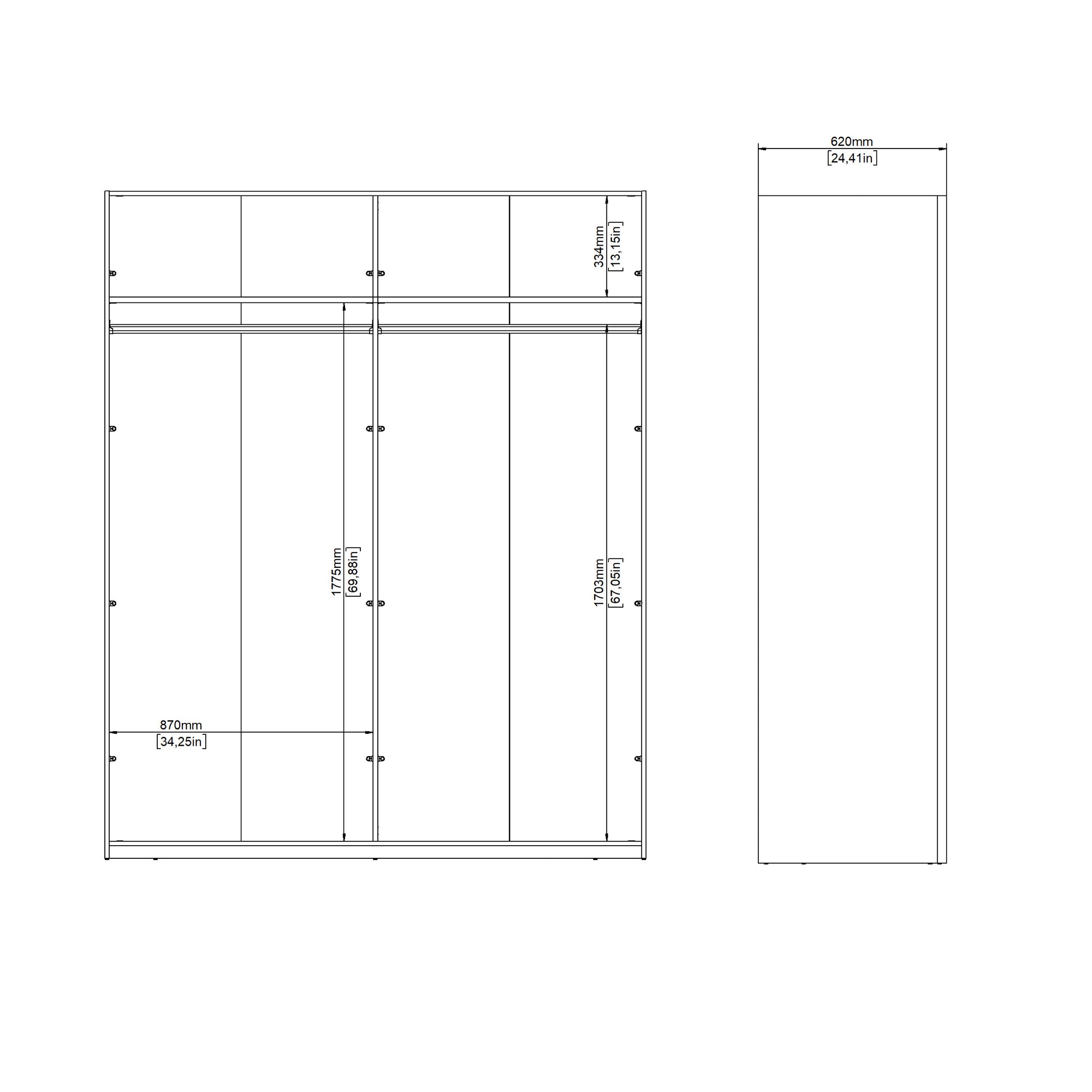 MIKAY | ארון דלתות הזזה בחיפוי מלמין ומראות