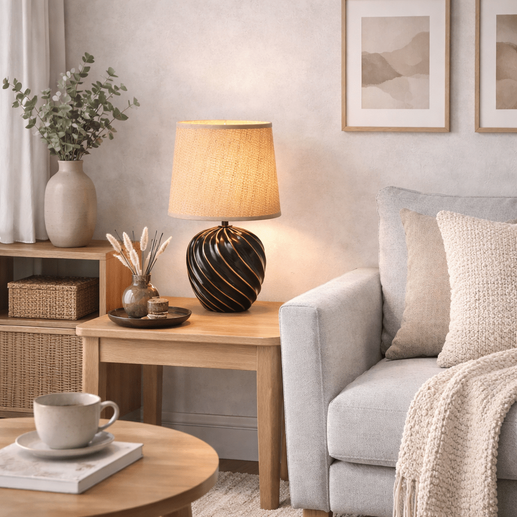 ASABERG | מנורת שולחן מעוצבת עם אהיל