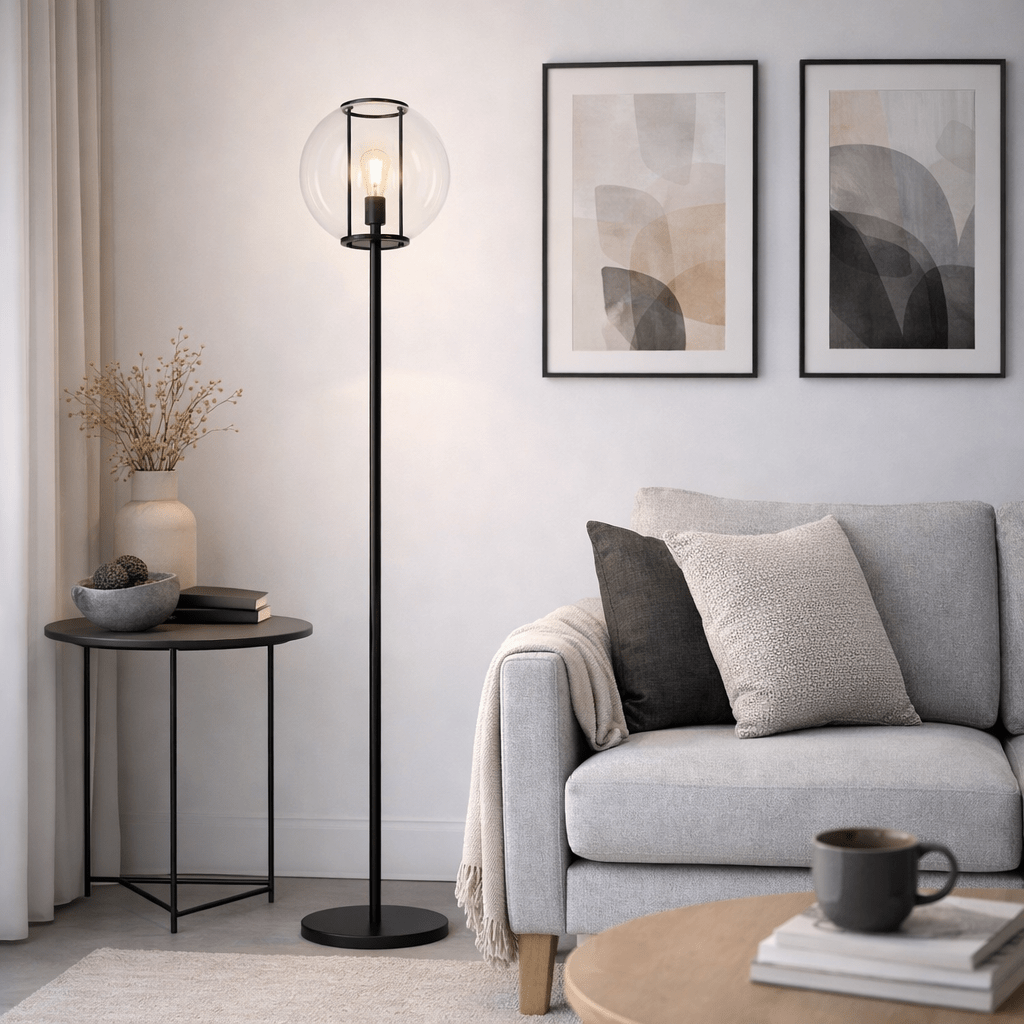 SUNDA | מנורת עמידה מעוצבת ממתכת וזכוכית - KUALA