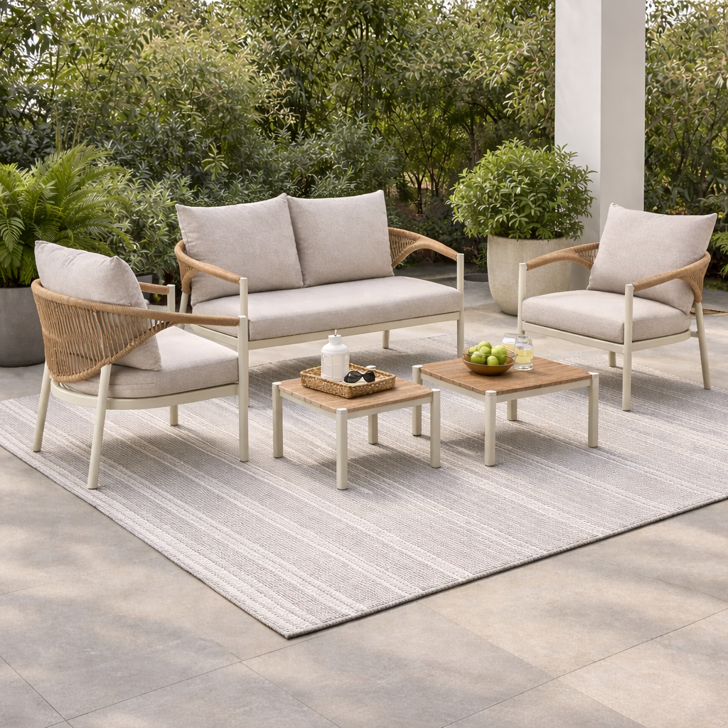 BLOMO | סט ישיבה מאלומיניום וראטן לגינה - KUALA