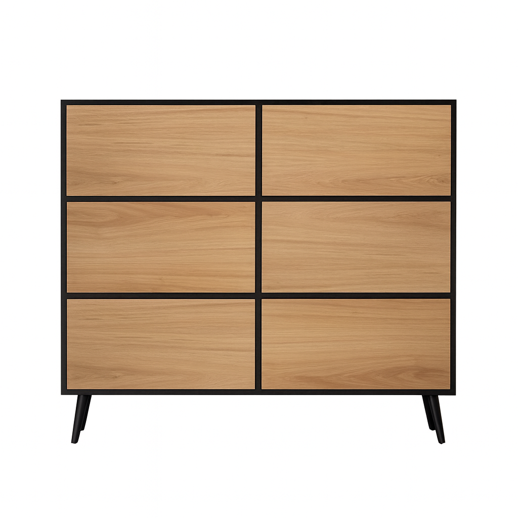 VASIL | קומודה מעץ ומתכת, עם 6 מגירות