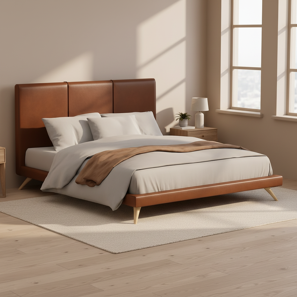 DRAMA | מיטה מרופדת בבד דמוי-עור ובעיצוב נורדי