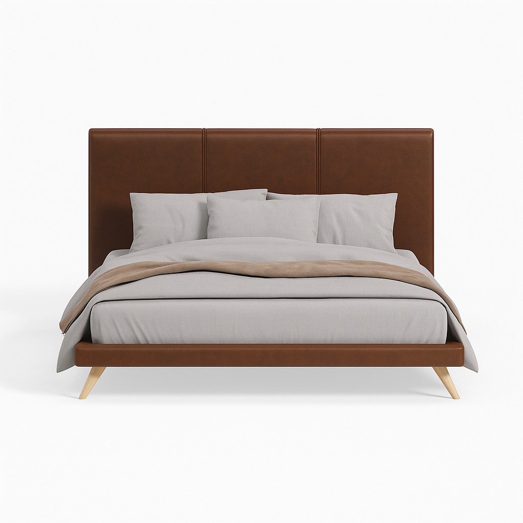 DRAMA | מיטה מרופדת בבד דמוי-עור ובעיצוב נורדי