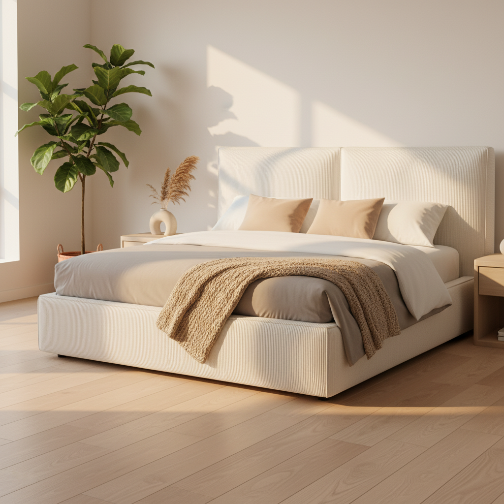 PUFFY | מיטת פוף מרופדת בבד קורדרוי דק