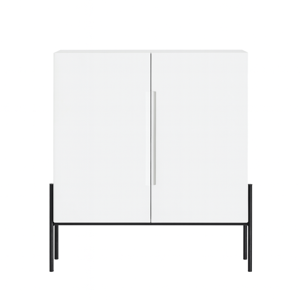 VIEIRA | שידת אחסון מעץ ומתכת, עם מדפים סגורים