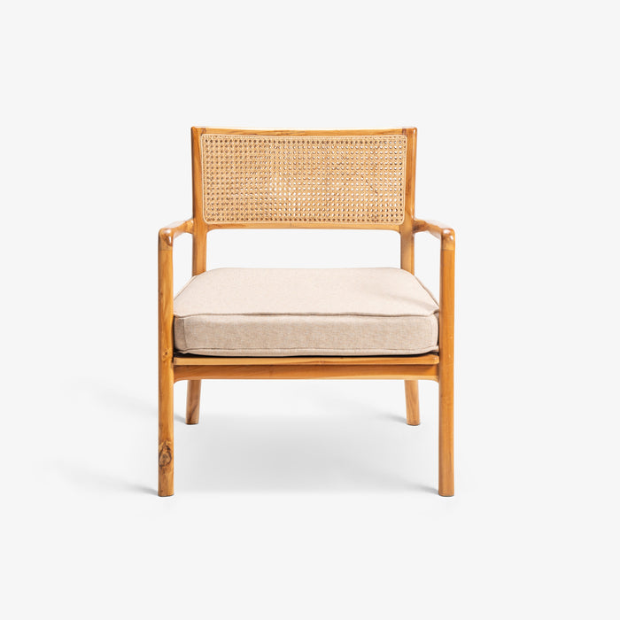 ARIF | כורסא בסגנון בוהו שיק מעץ מלא בשילוב ראטן