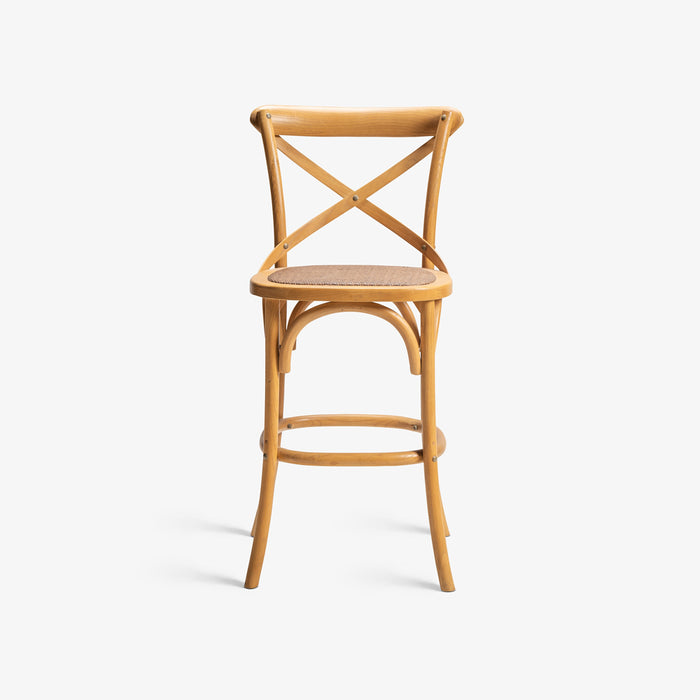 RICCI | כיסא בר מעץ אלון ממוחזר בשילוב ראטן בגוון טבעי