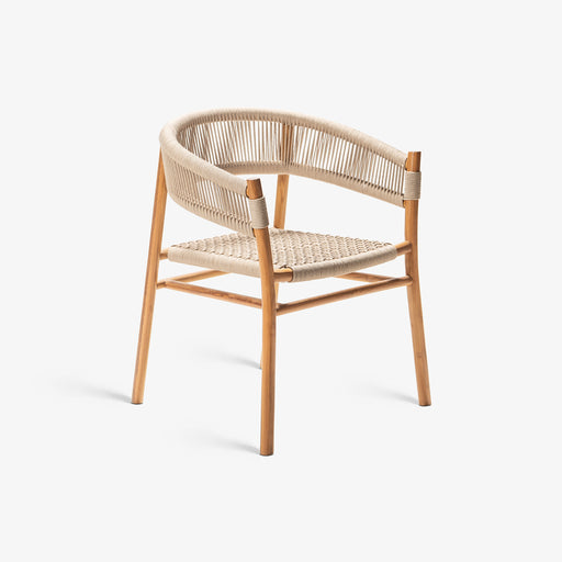 מעבר לעמוד מוצר LUMIN | כיסא כפרי מעץ טיק בשילוב אריגת חבלים