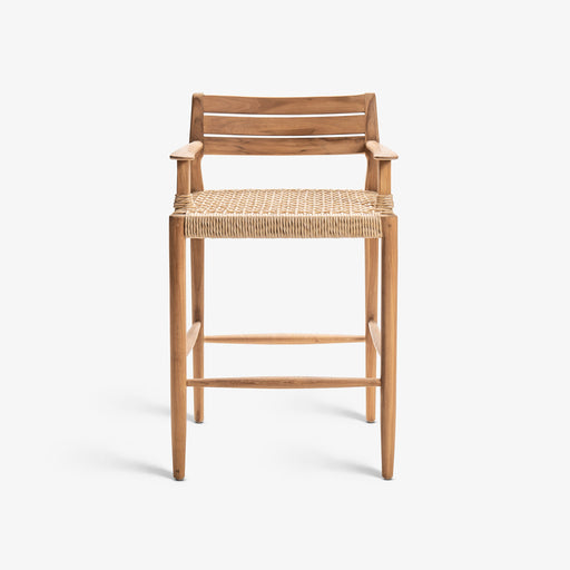 מעבר לעמוד מוצר Conceicao Bar Stool | כיסא בר כפרי מעץ בשילוב ראטן בגוון טבעי בהיר