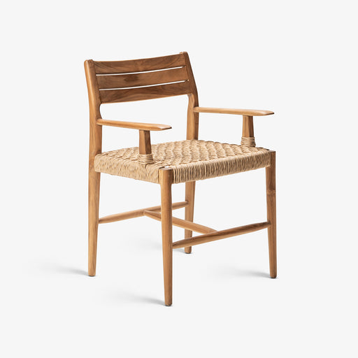 מעבר לעמוד מוצר Catanzaro | כיסא מעוצב מעץ בשילוב ראטן בגוון טבעי בהיר ומשענות יד