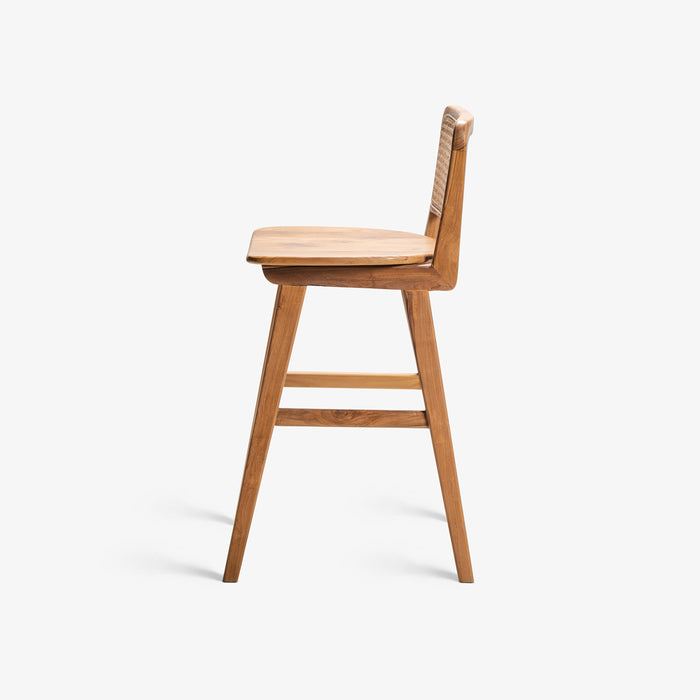 Forli | כיסא בר מעוצב מעץ טיק בשילוב ראטן