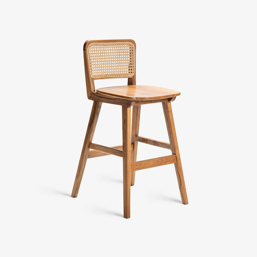 מעבר לעמוד מוצר Forli | כיסא בר מעוצב מעץ טיק בשילוב ראטן