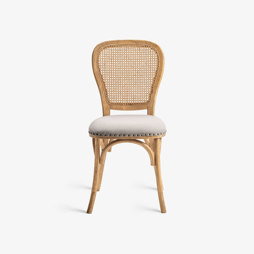 מעבר לעמוד מוצר BAKANA | כיסא כפרי מעץ טיק מלא בשילוב ראטן בגוון בהיר