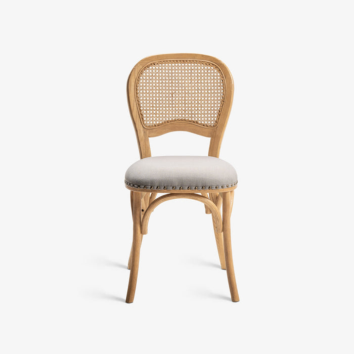 BAKAI | כיסא כפרי מעץ טיק מלא בשילוב ראטן בגוון בהיר