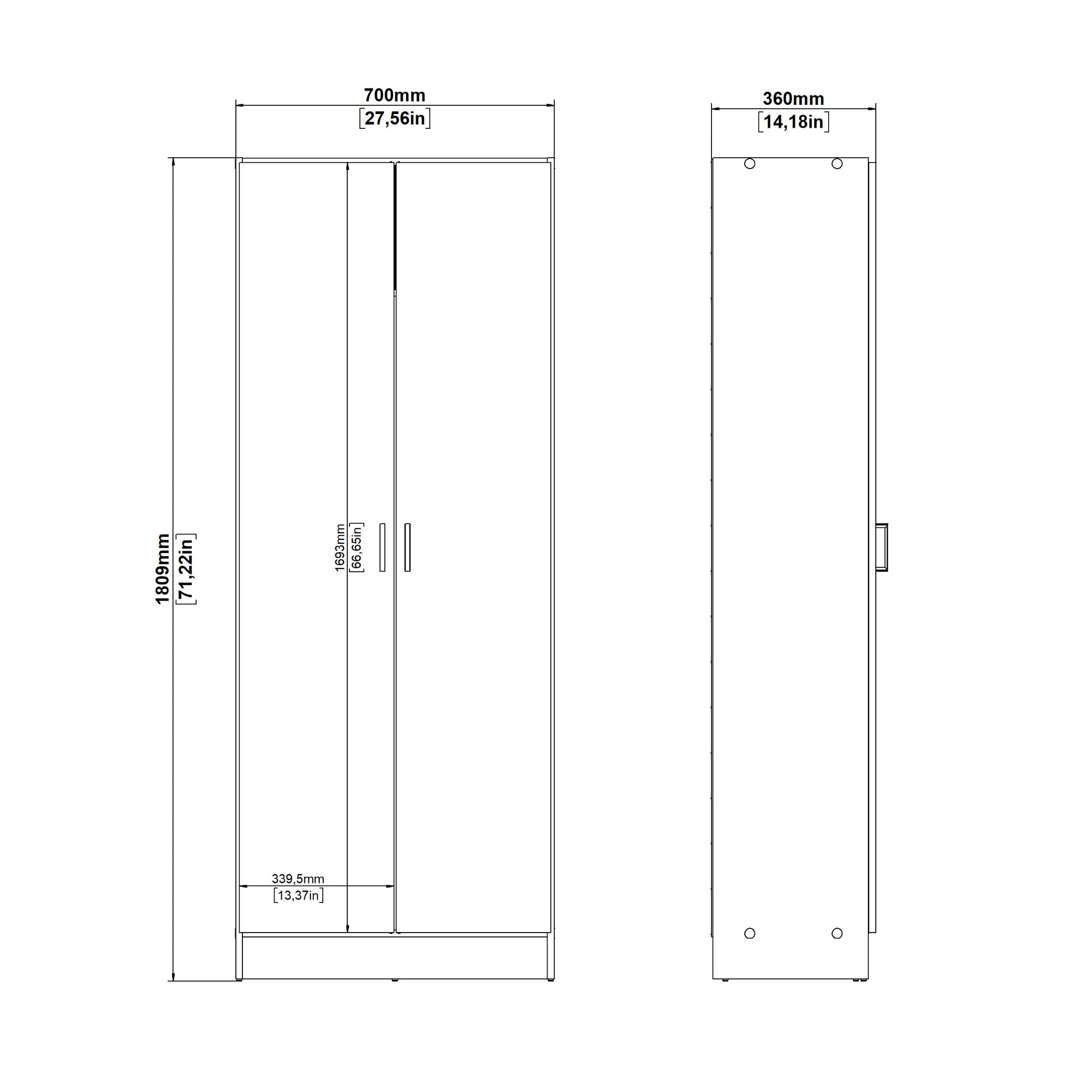 BLOMOR | ארון שירות עם 2 דלתות בחיפוי מלמין