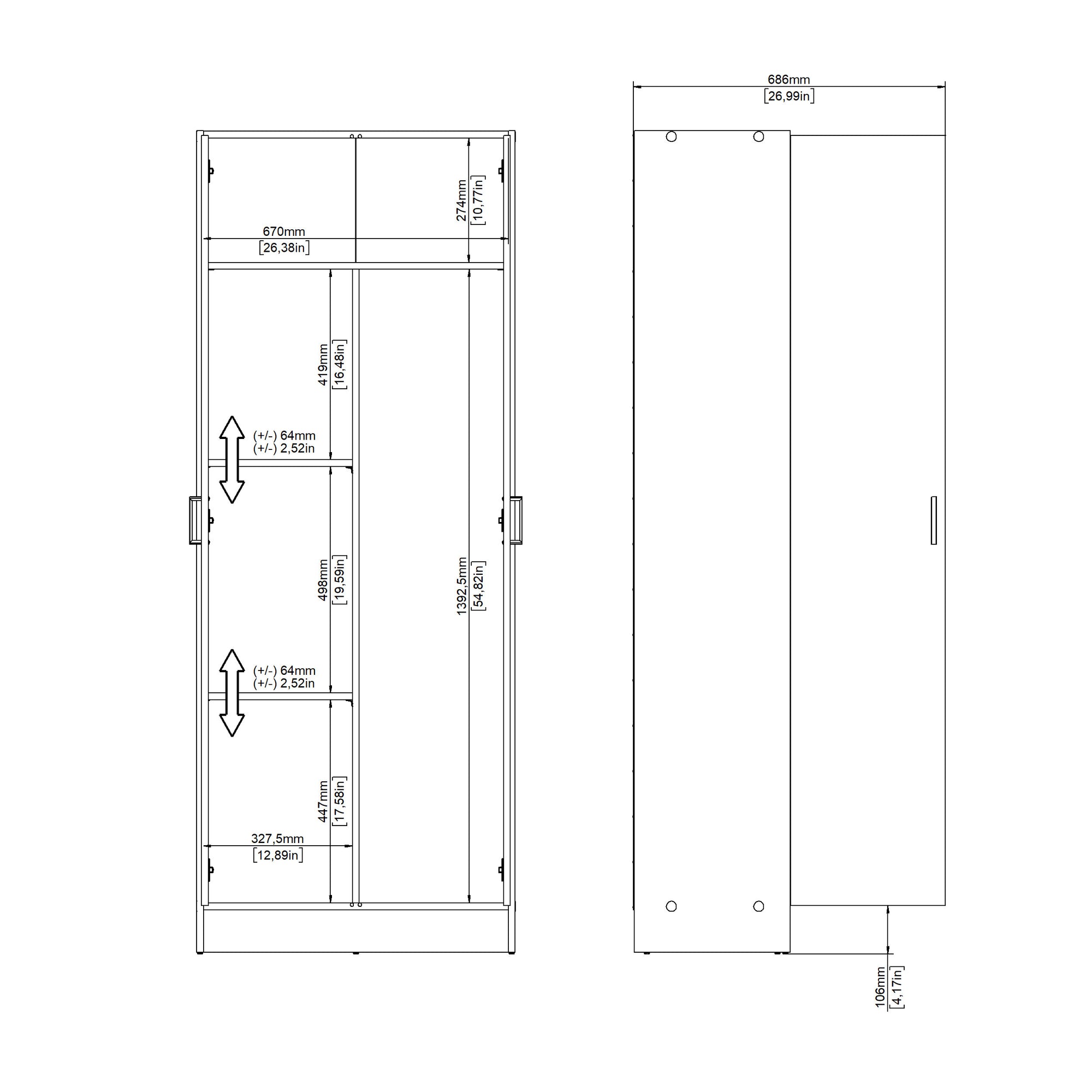 BLOMOR | ארון שירות עם 2 דלתות בחיפוי מלמין