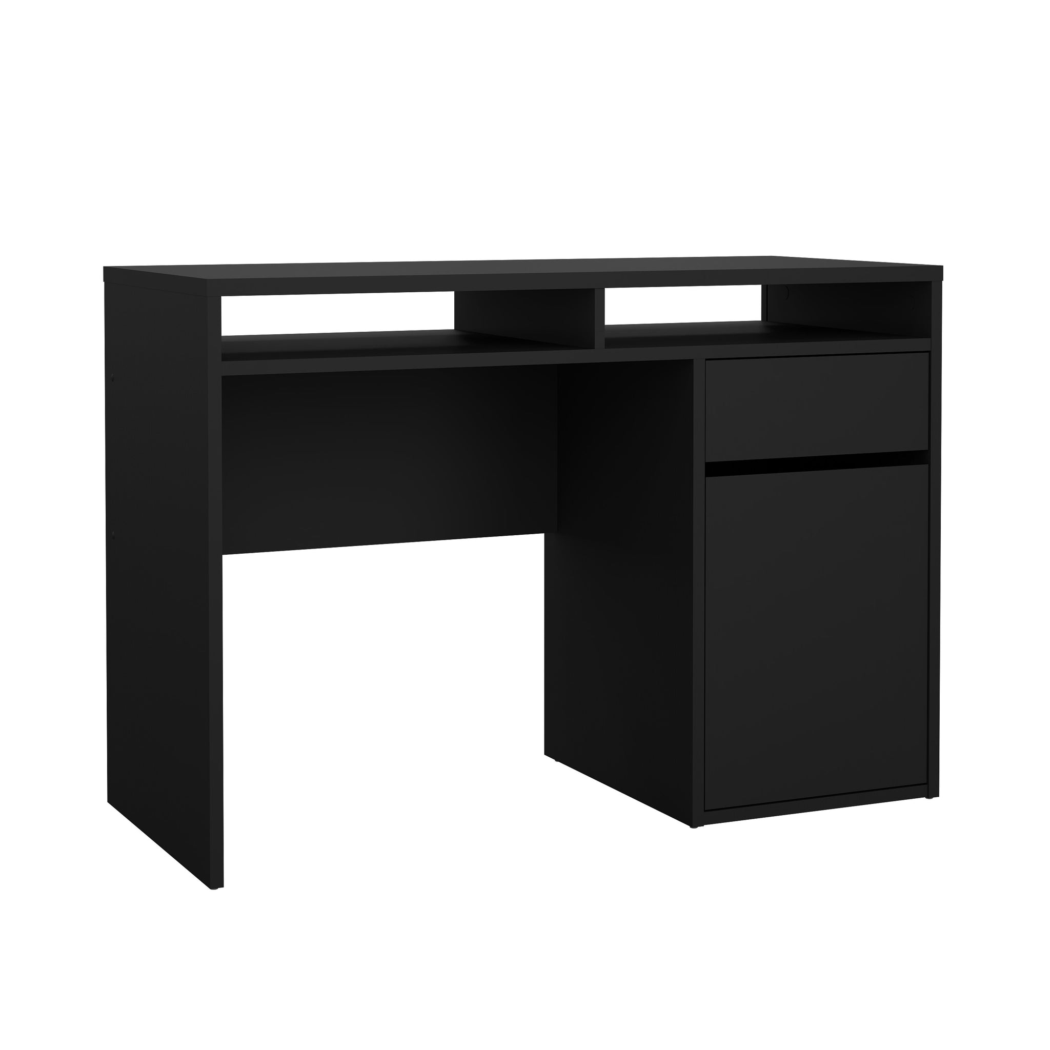 TYRI | שולחן עבודה מעץ עם מגירה ומדפים פתוחים וסגורים, 110 ס"מ