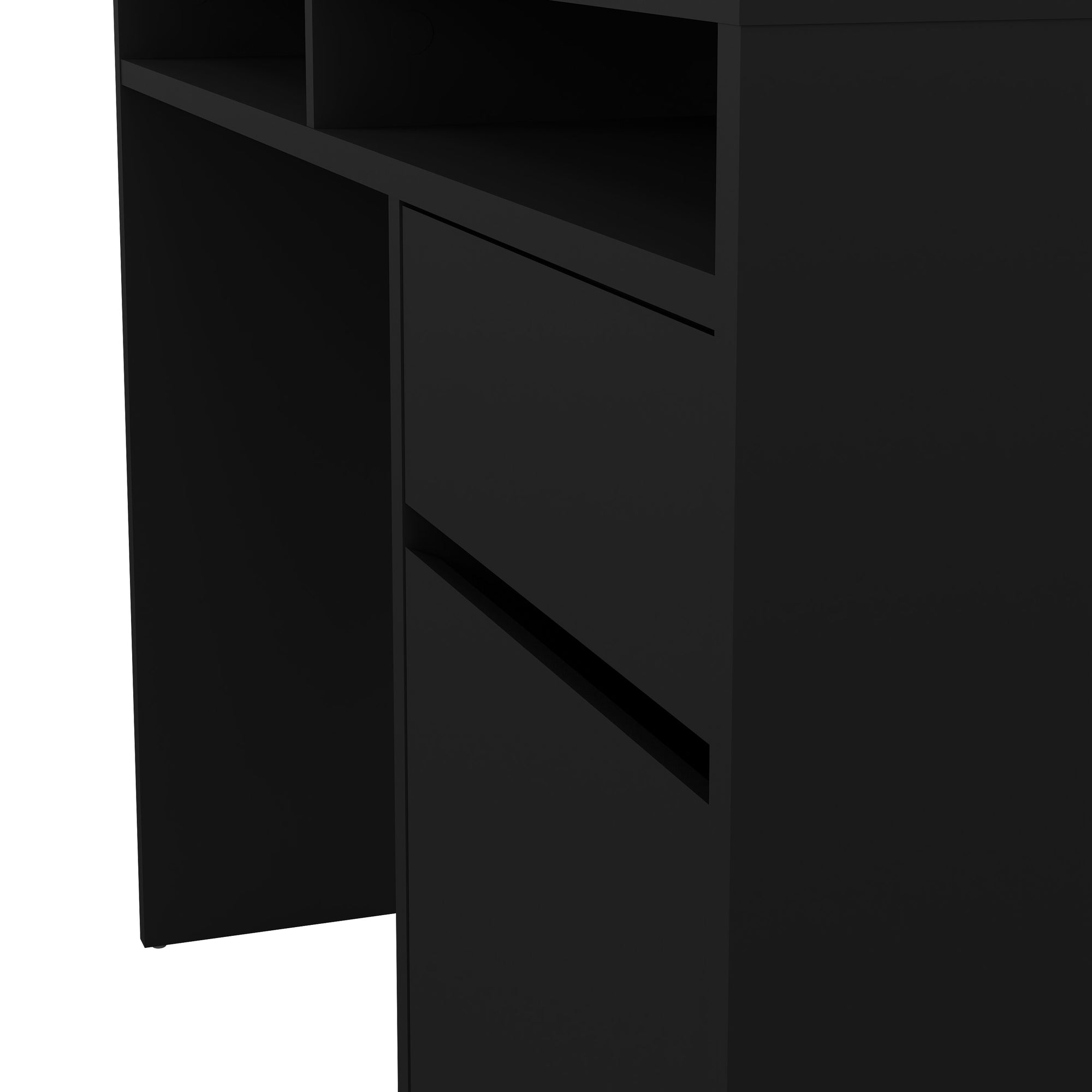 TYRI | שולחן עבודה מעץ עם מגירה ומדפים פתוחים וסגורים, 110 ס"מ