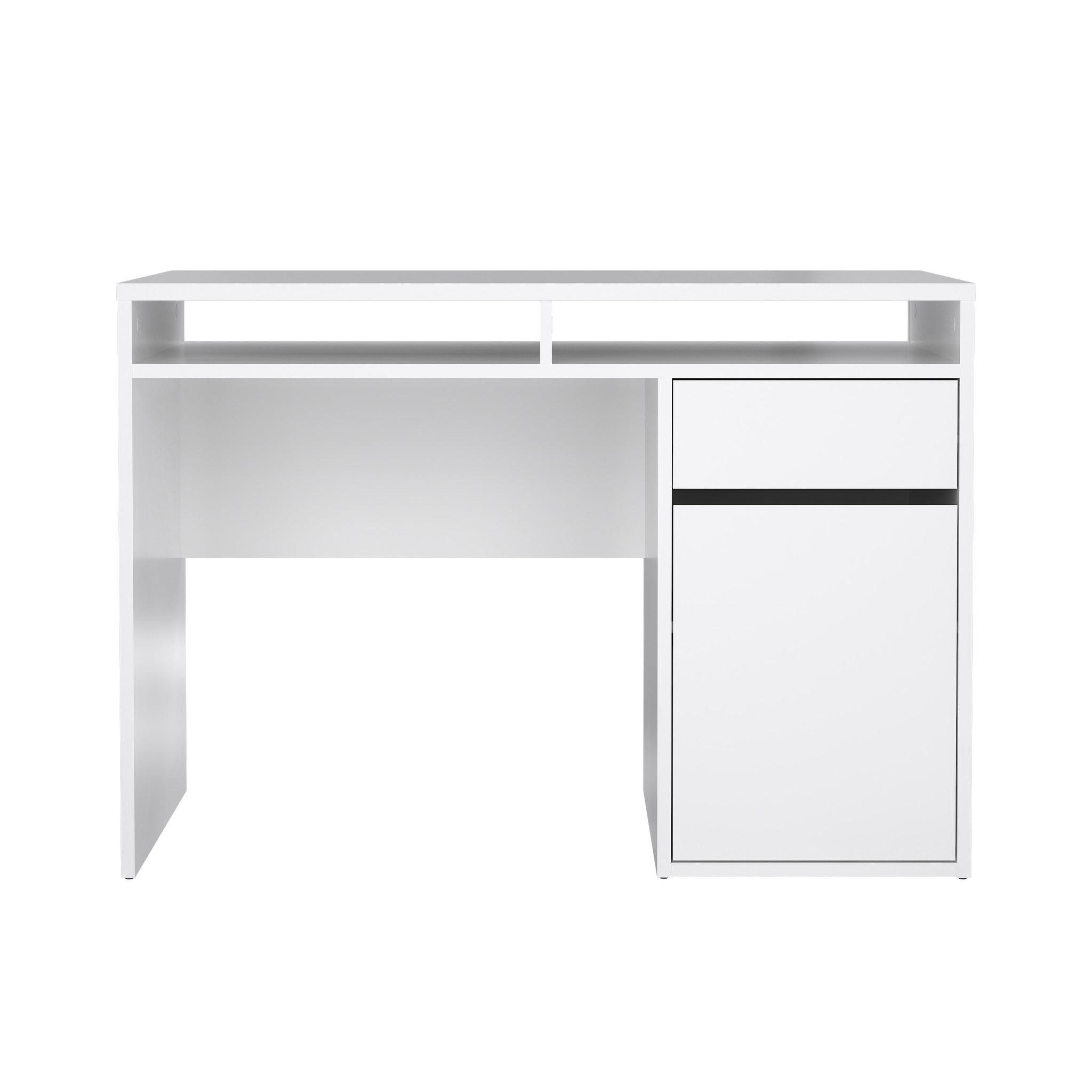 TYRI | שולחן עבודה מעץ עם מגירה ומדפים פתוחים וסגורים, 110 ס"מ