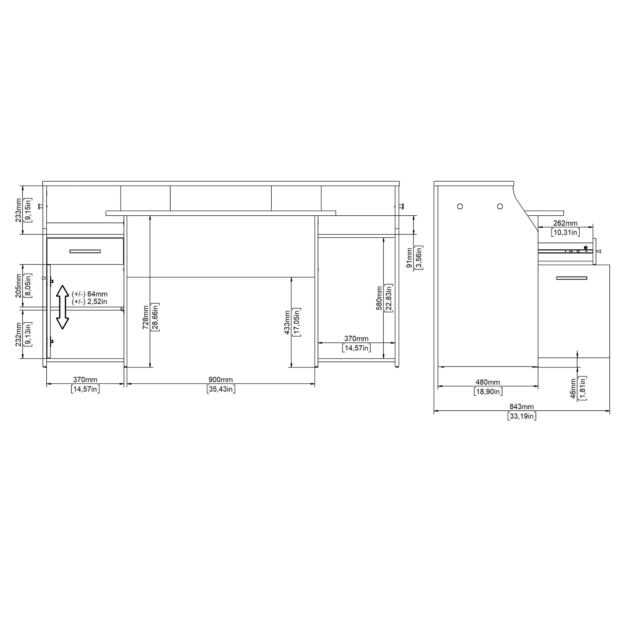 JUTE | שולחן גיימרים עם מדפים פתוחים, מגירה ודלת אחסון, 171 ס"מ - KUALA