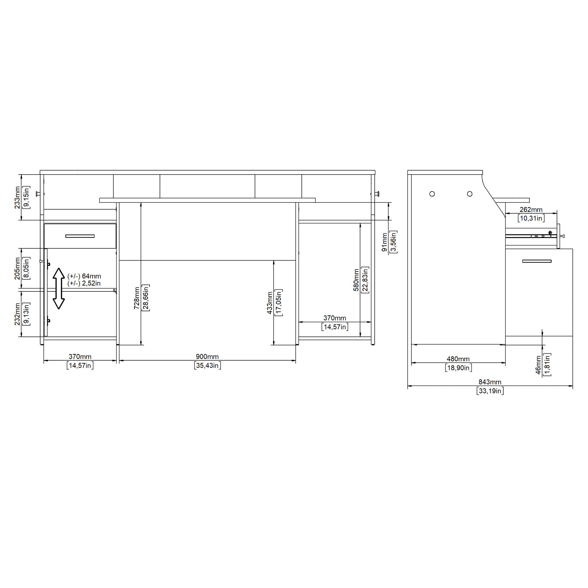 JUTE | שולחן גיימרים עם מדפים פתוחים, מגירה ודלת אחסון, 171 ס"מ - KUALA
