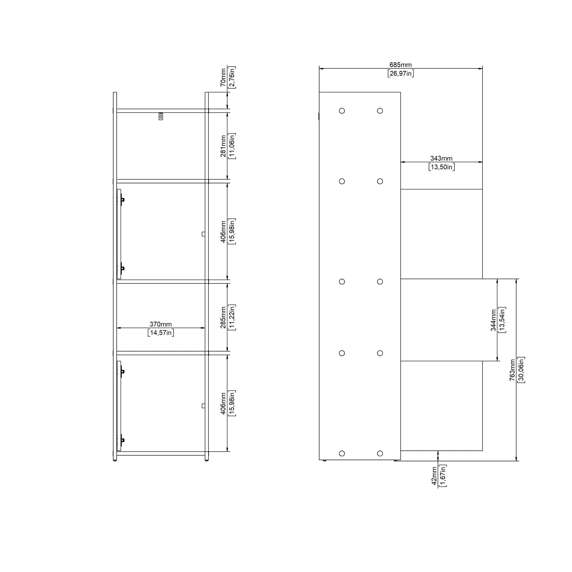 ISLE | יחידת מדפים עם 2 דלתות ו-2 מדפים פתוחים - KUALA