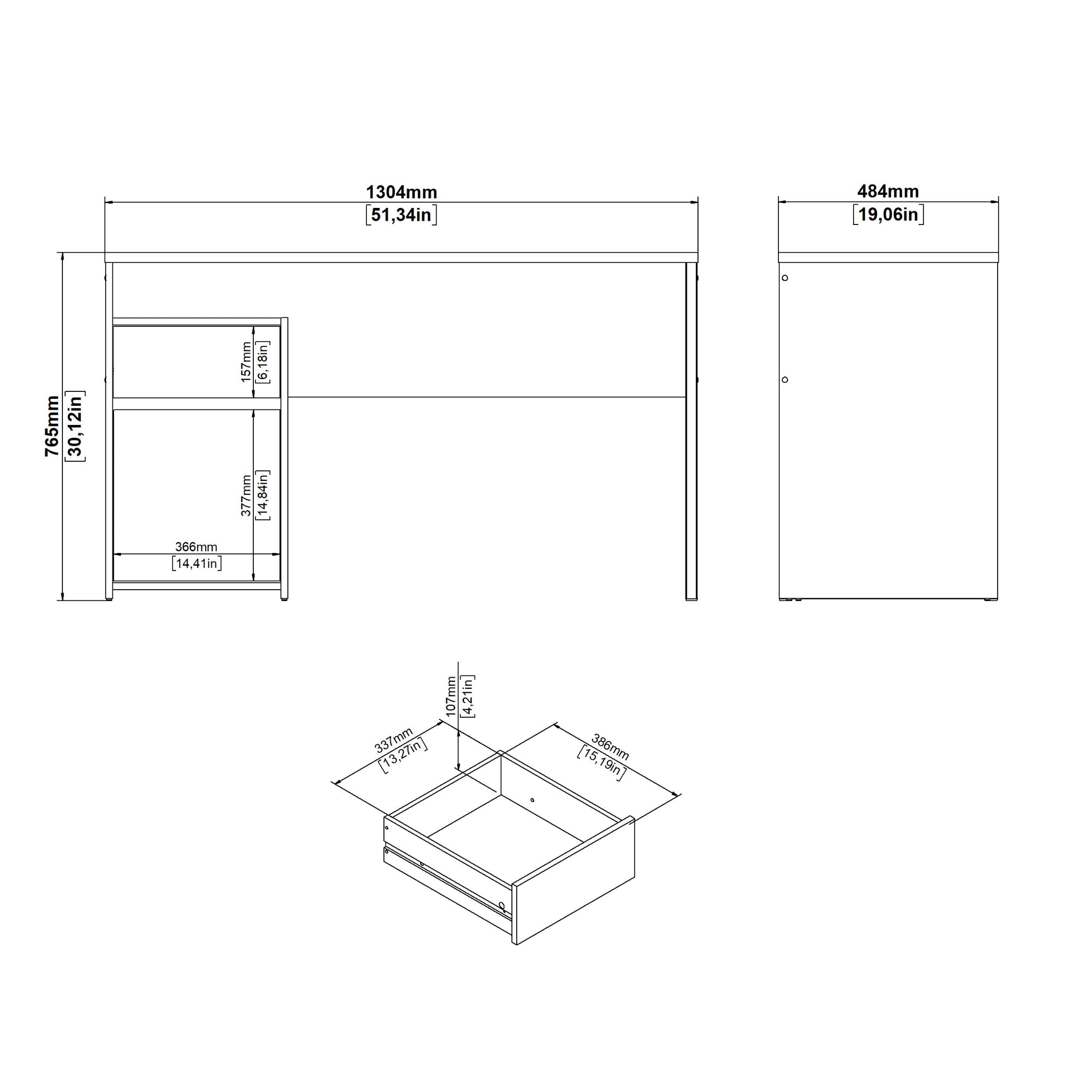 JURNA | שולחן עבודה עם מגירה ודלת, 130/48 ס"מ - KUALA
