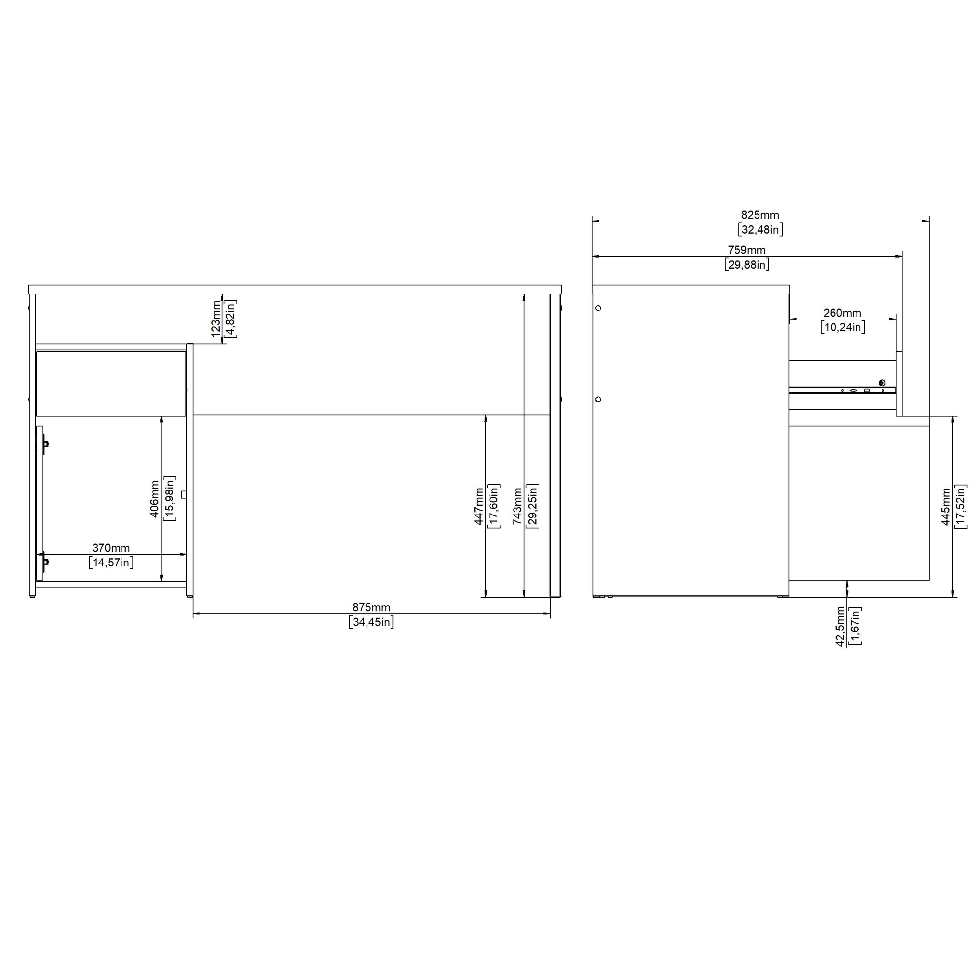 JURNA | שולחן עבודה עם מגירה ודלת, 130/48 ס"מ - KUALA