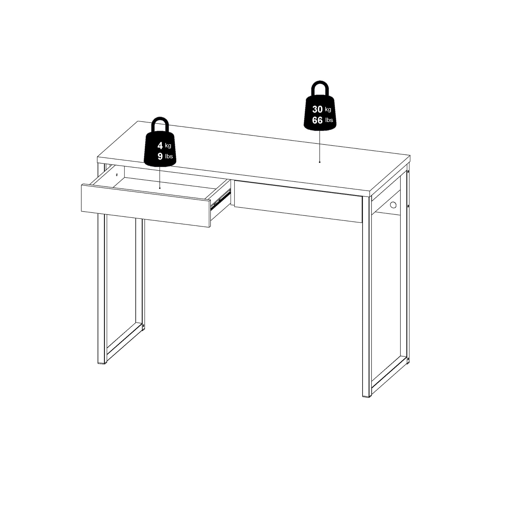 STIGNA | שולחן עבודה ממלמין ומתכת עם 2 מגירות, 102 ס"מ