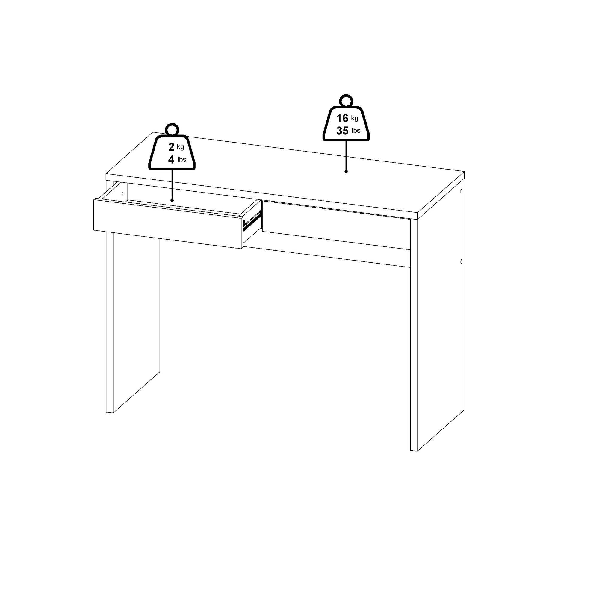 STIGAG | שולחן עבודה ממלמין עם 2 מגירות, 100 ס"מ - KUALA
