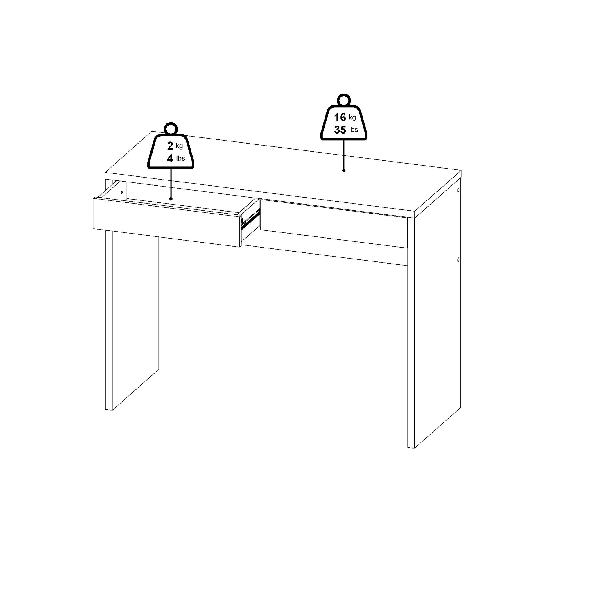 STIGAG | שולחן עבודה ממלמין עם 2 מגירות, 100 ס"מ - KUALA