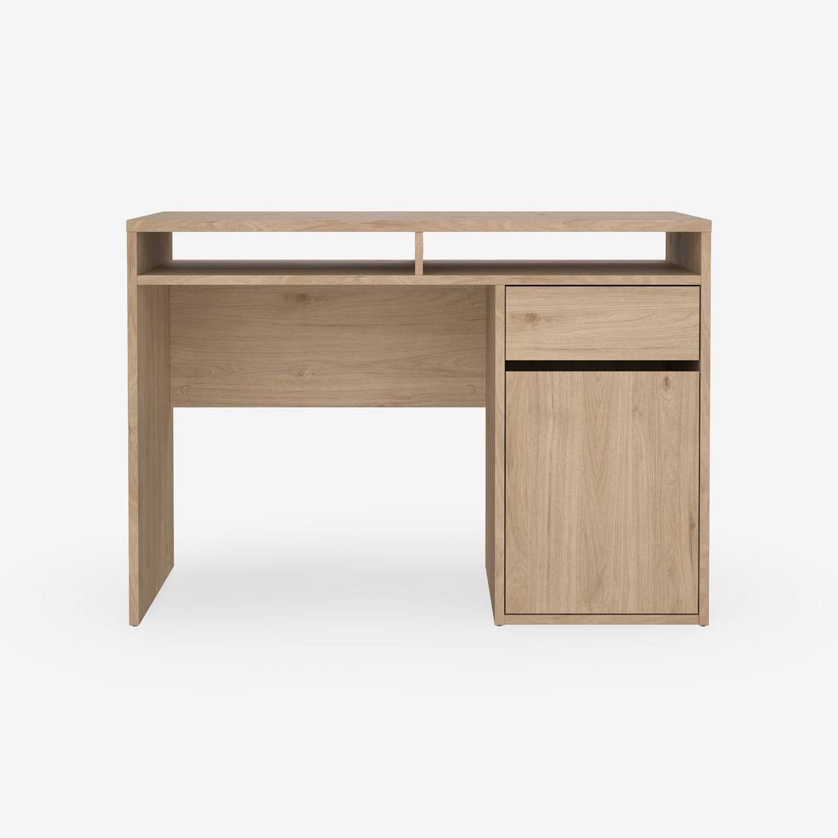 TYRI | שולחן עבודה מעץ עם מגירה, דלת ומדפים פתוחים, 110 ס"מ