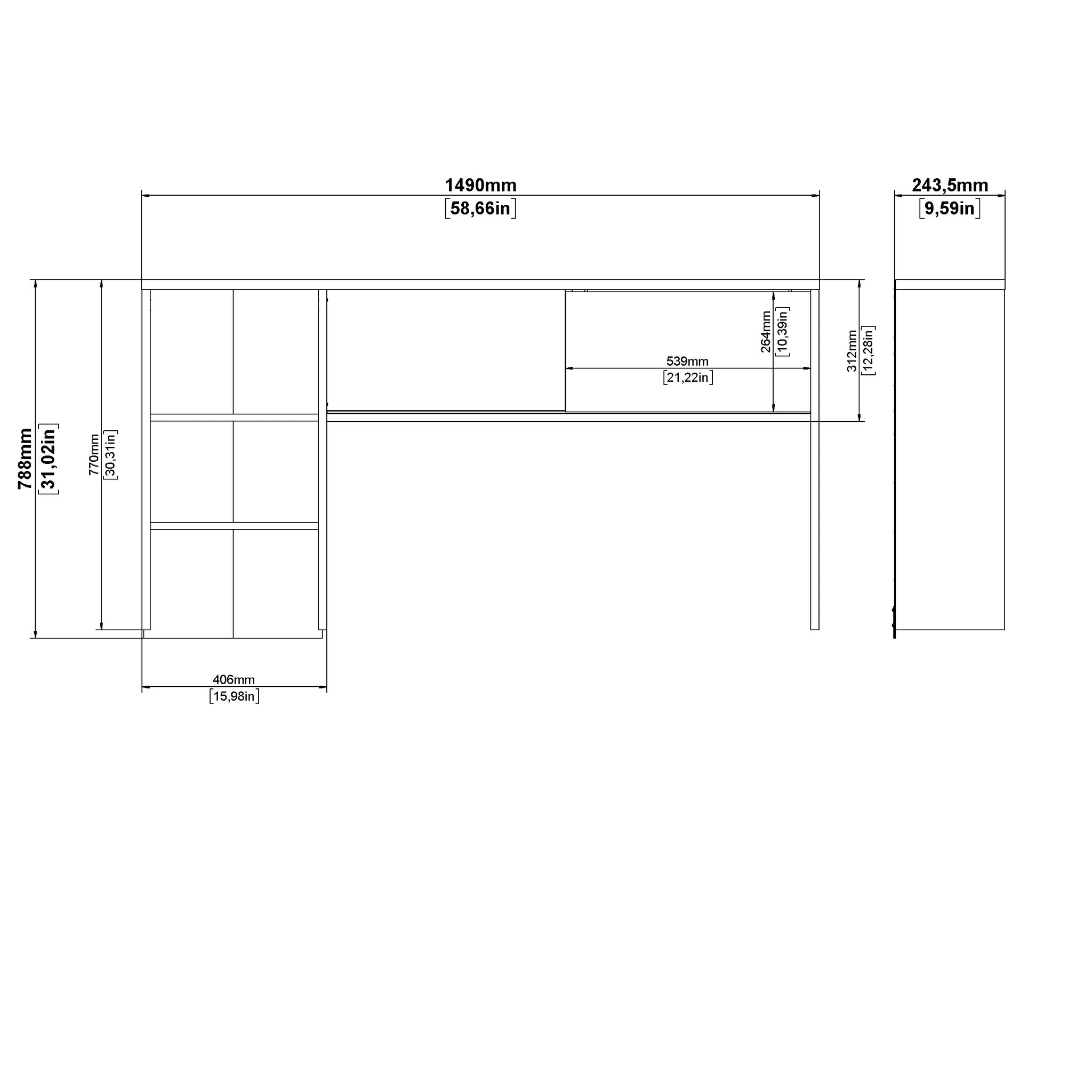 DROP | שולחן עבודה עם 2 מגירות ו-2 דלתות, 149 ס"מ - KUALA