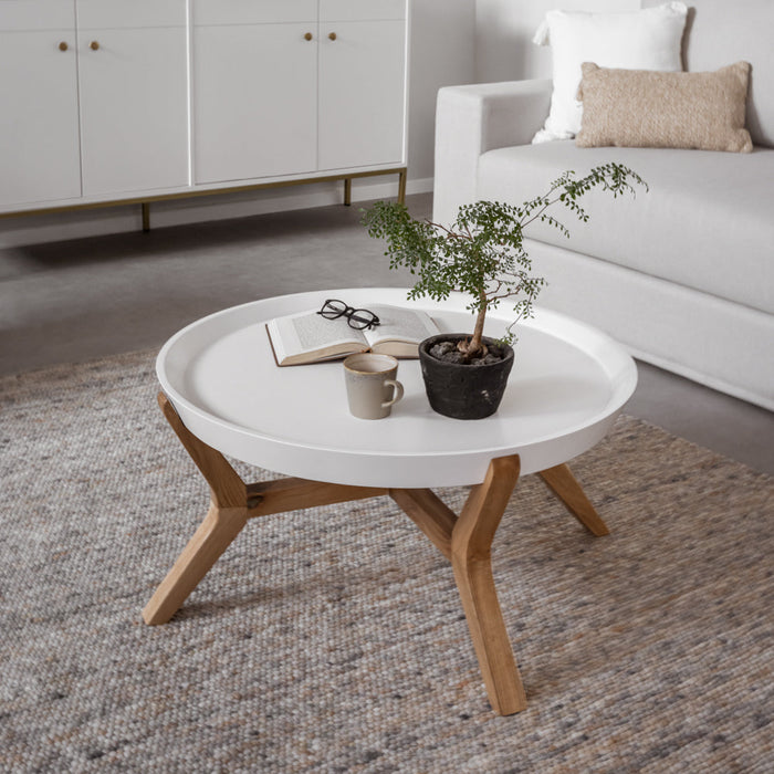 HORMIGON | שולחן עץ אקלקטי מעוגל בגוון לבן
