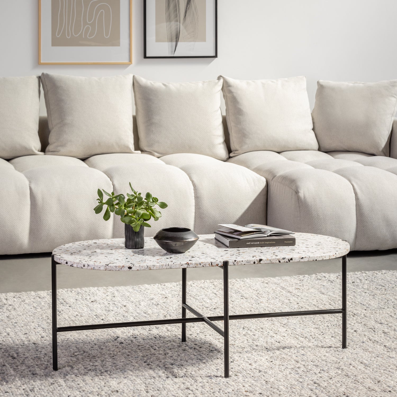 VOYER | שולחן טרצו אובלי מעוצב לסלון, רוחב 120 ס"מ