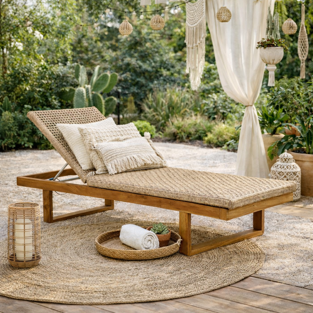 HORKA | מיטת שיזוף מעץ טיק וראטן - KUALA