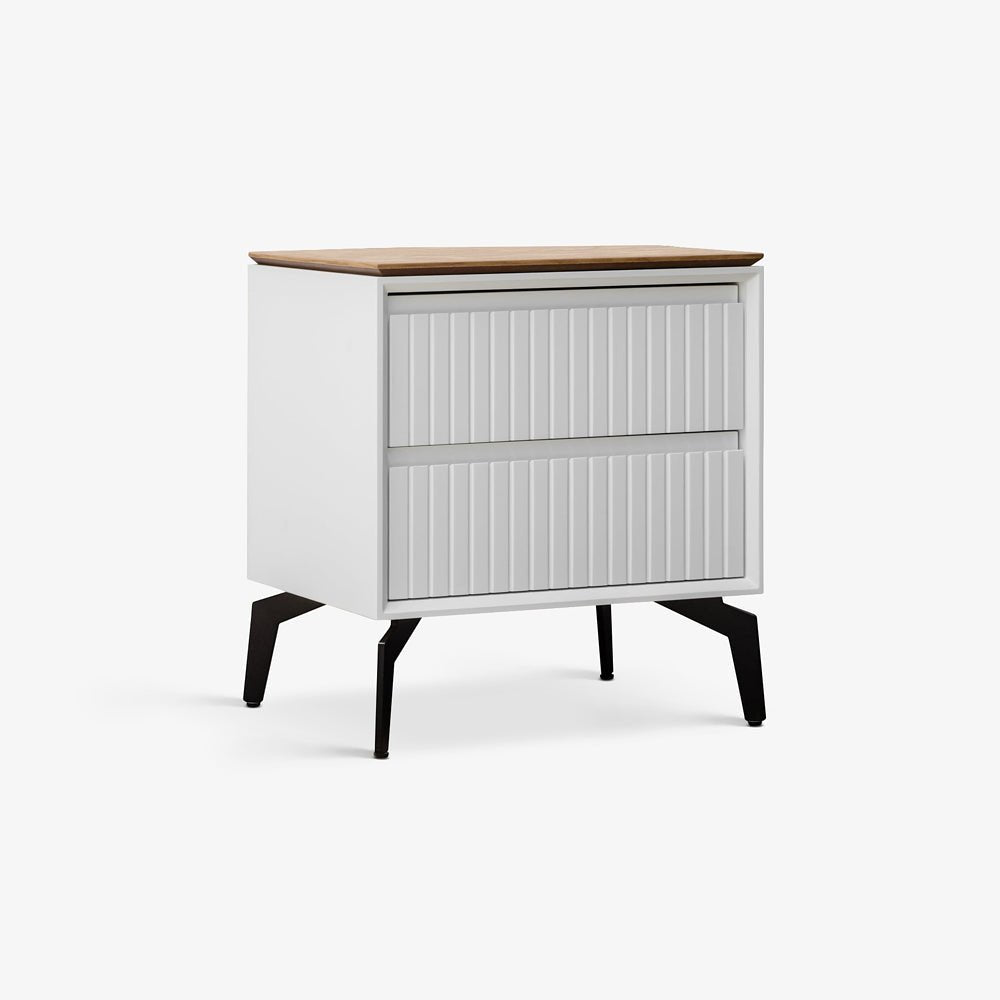 GENOA NIGHTSTAND | שידת לילה מעץ ומתכת 52/40 ס"מ, עם מגירות