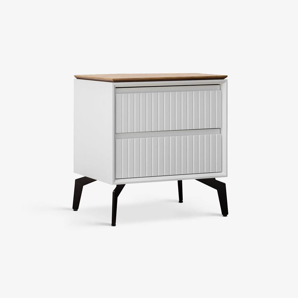 GENOA NIGHTSTAND | שידת לילה בשילוב עץ אלון ורגלי ברזל שחורות