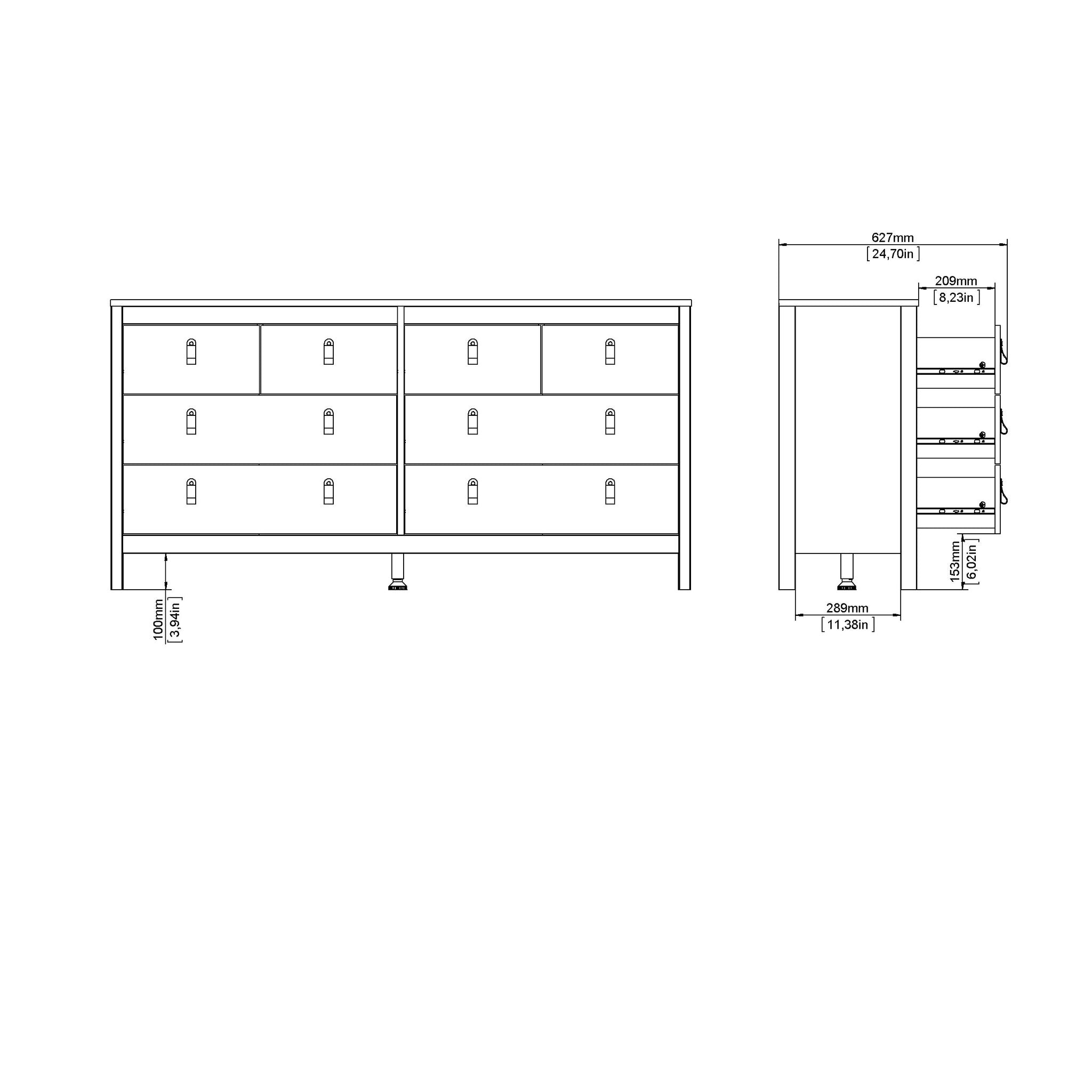 KOLRAV | קומודה ממלמין, עם 8 מגירות