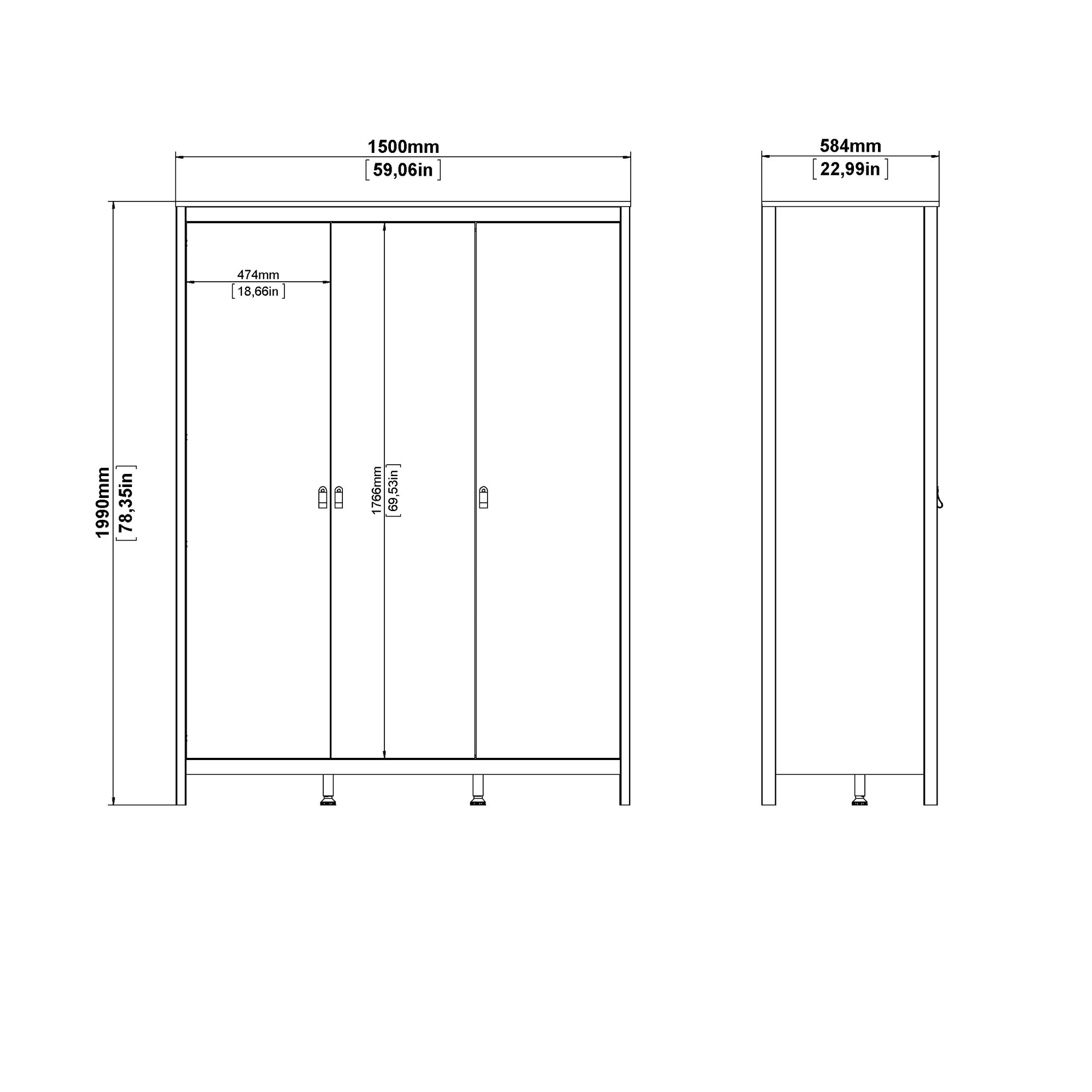 RAGNONI | ארון פתיחה 3 דלתות בחיפוי מלמין