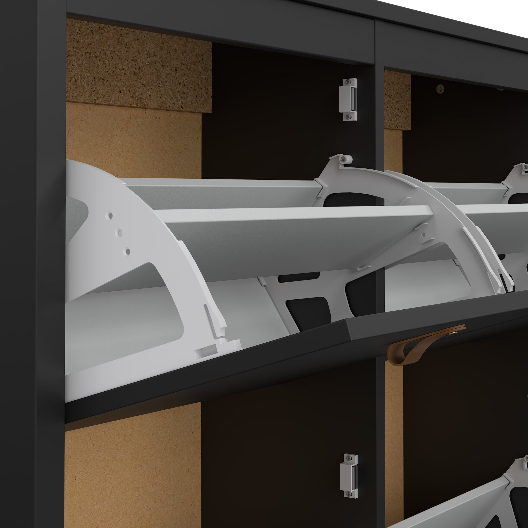 LEIFTI | ארון נעליים ממלמין, עם מדפים כפולים