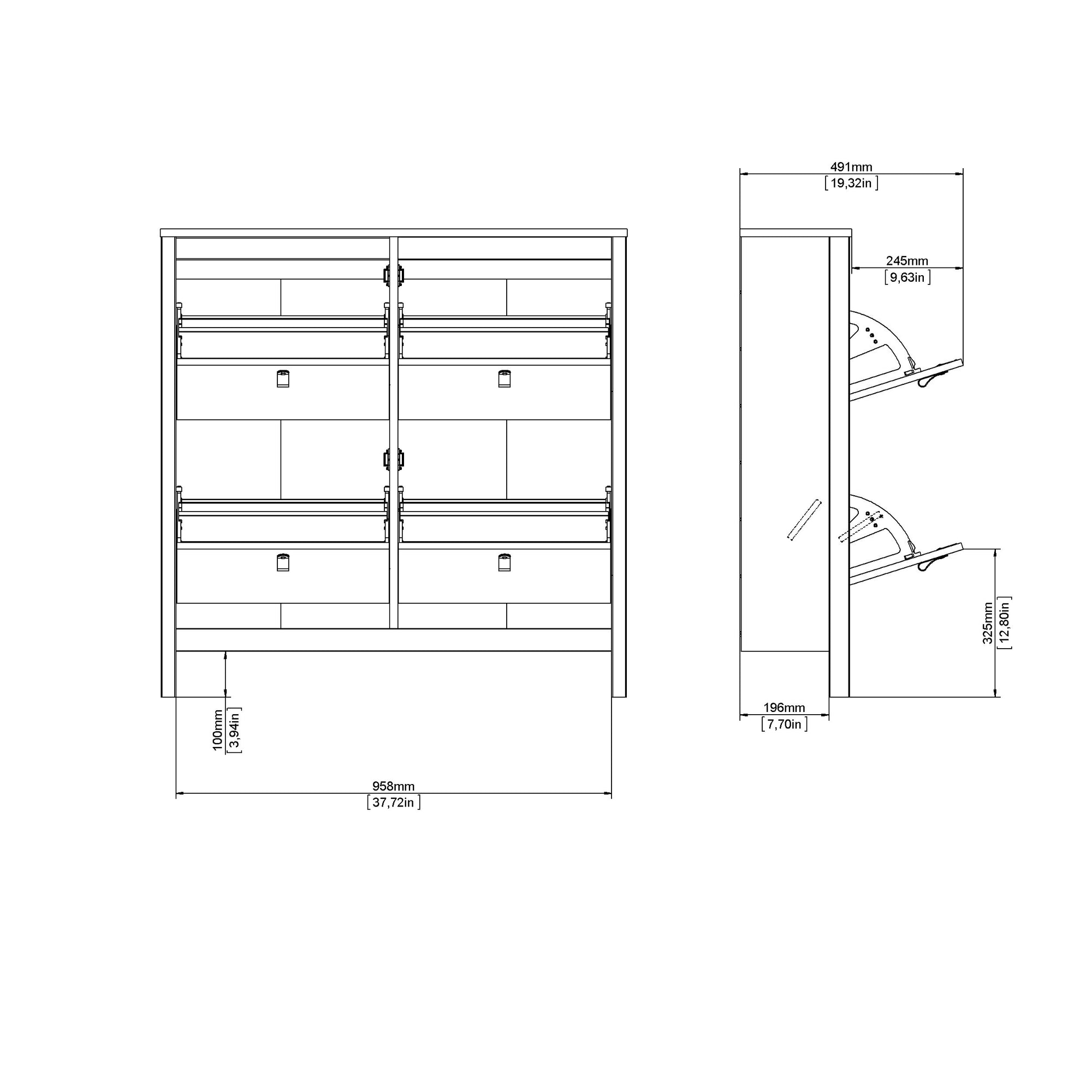 LEIFTI | ארון נעליים ממלמין, עם מדפים כפולים