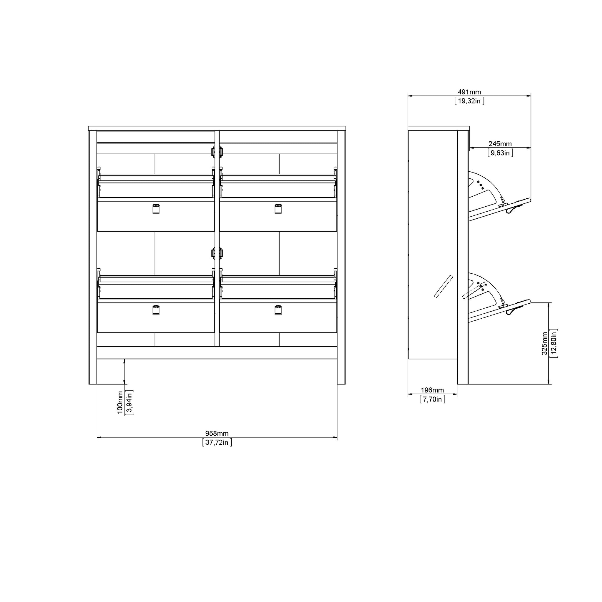 LEIFTI | ארון נעליים ממלמין, עם מדפים כפולים