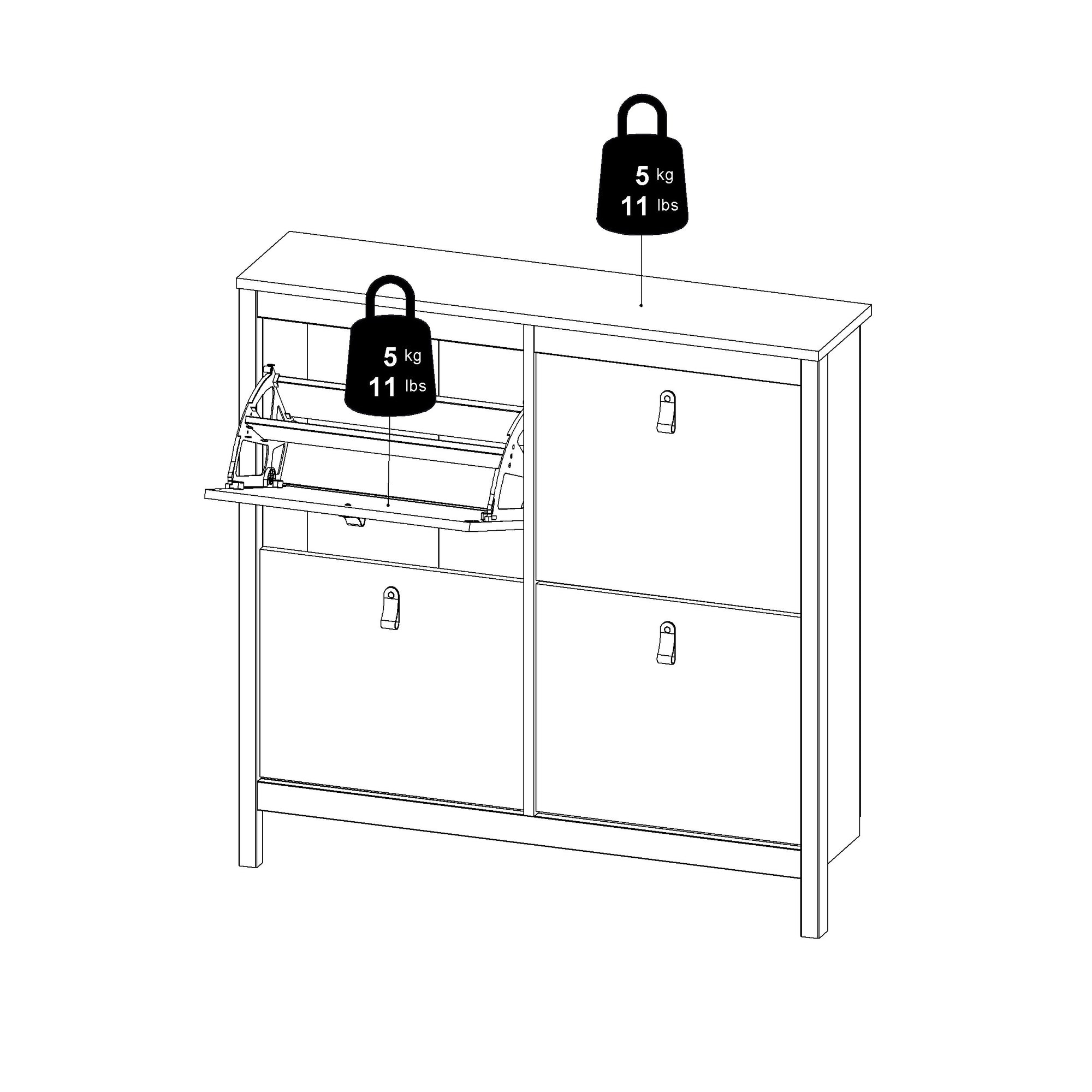 LEIFTI | ארון נעליים ממלמין, עם מדפים כפולים