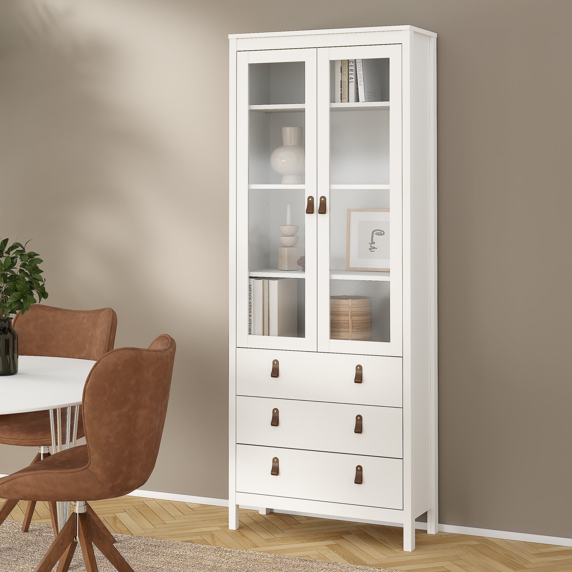 ROARO | ספריה ממלמין וזכוכית, עם מגירות ומדפים סגורים